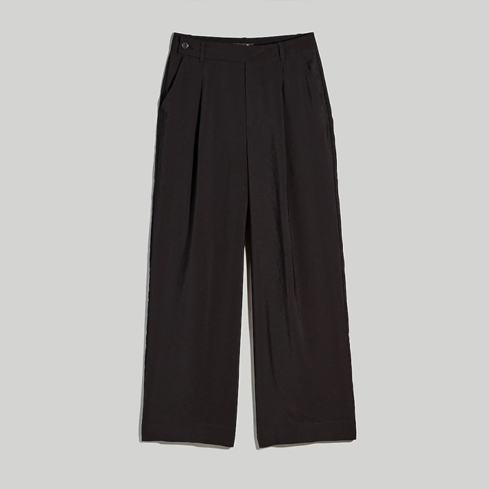 Madewell - The Harlow Wide-Leg Ankle Pant in Softdrape - Size 12T - Black